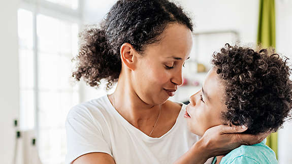 Mother guides her bereaved child