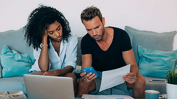 A couple reviewing documents