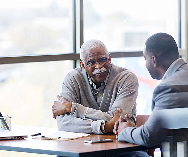 Two men meeting 