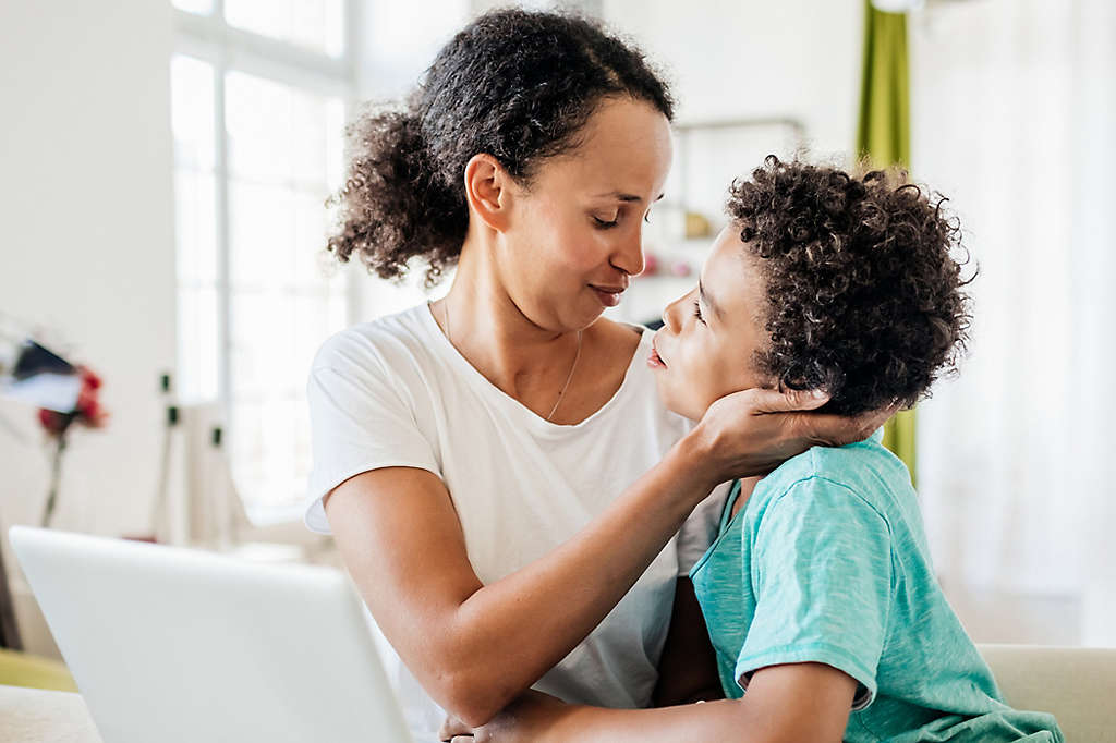 Mother guides her bereaved child