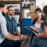 Employees having a meeting.