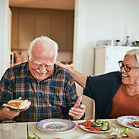 Close up of a senior couple having breakfast