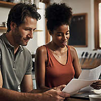 Couple reviewing their finances.