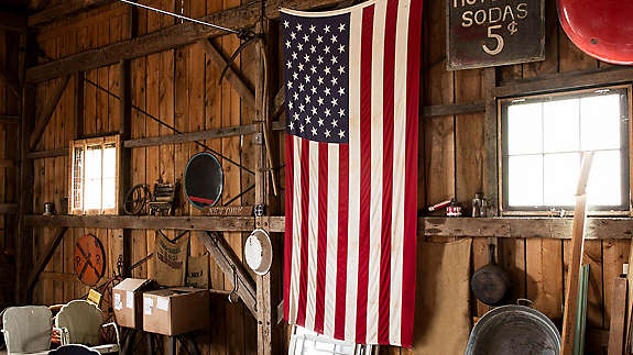 American flag in a shop 