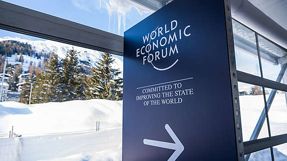 Sign indicating the World Economic Forum