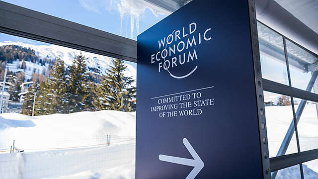 Sign that says World Economic Forum