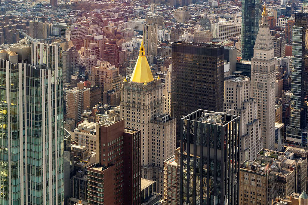 New York City skyline with New York Life dome highlighted