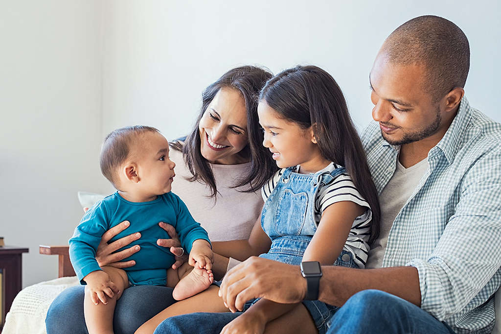 Young family of four