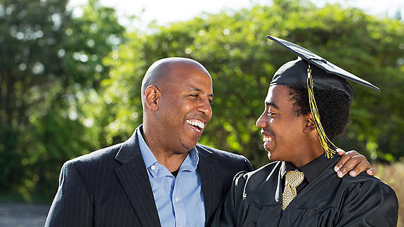 Father and Son at graduation ceremony