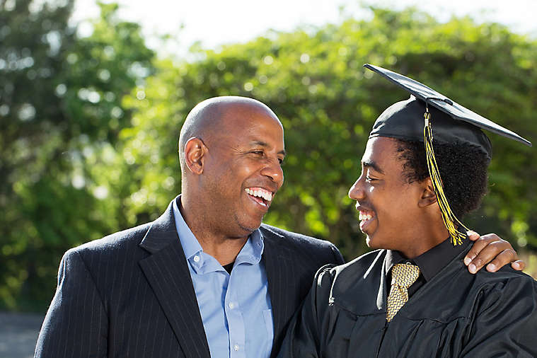 Father and Son at graduation ceremony