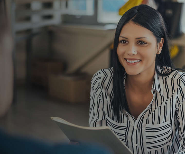 Woman consulting with man about finances