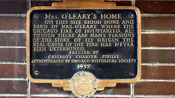 Plaque commemorating the Great Chicago Fire