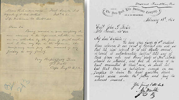 Civil War-era correspondence between a policy owner and New York Life.
