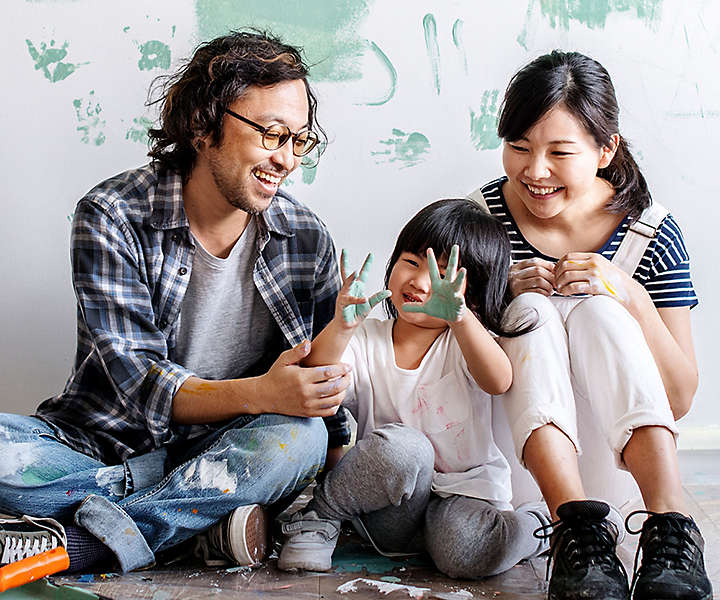 Korean family with young kid