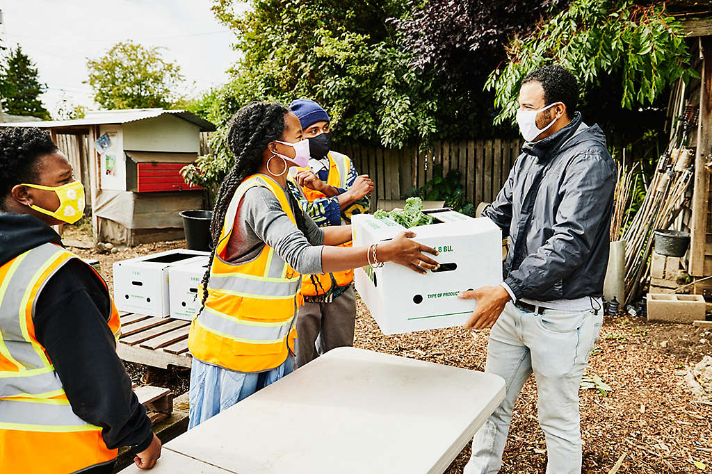 A group of people working together