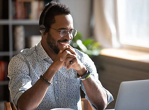 Man on conference call