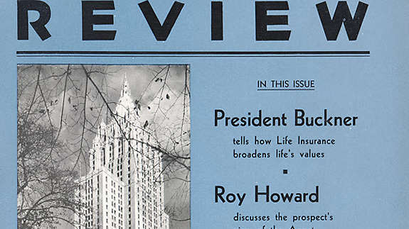 Image of the first issue of the NYLIC Review magazine.