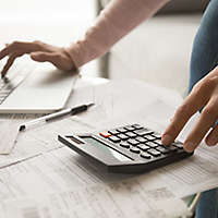 Woman working on her finances.