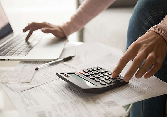 Woman working on her finances.