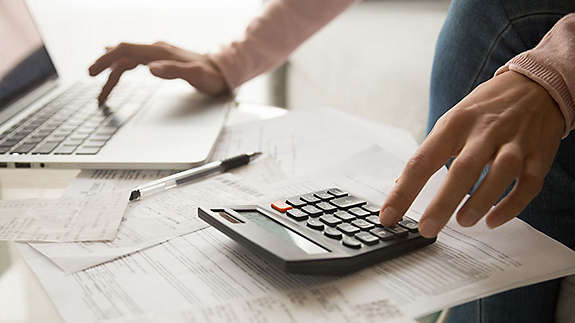 Woman working on her finances.