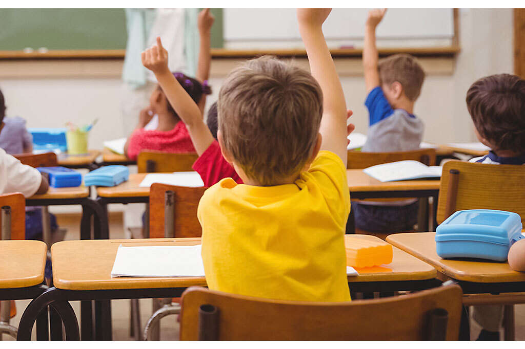 School children raising hands