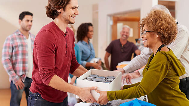 Group at a food drive