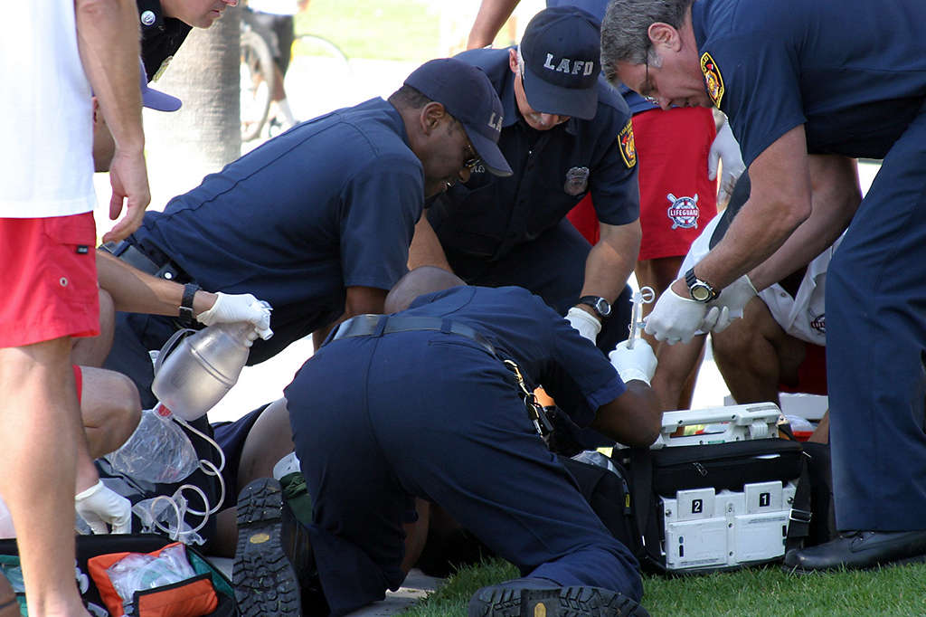 Rescue crew saving life