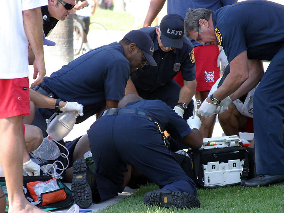Rescue crew saving life