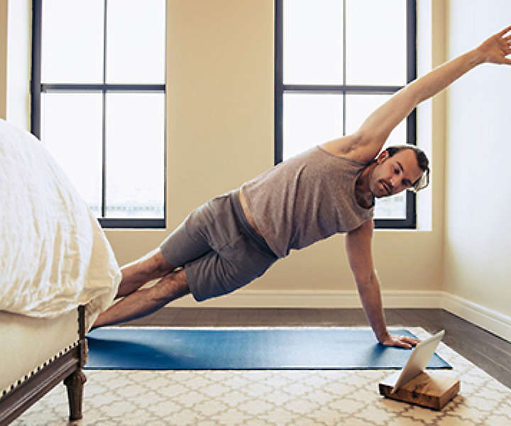 Man practicing yoga.