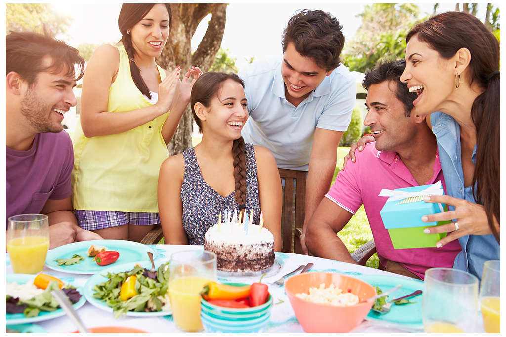 A family celebrating a birthday