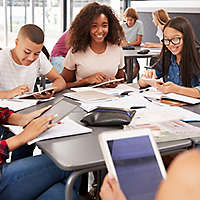 Students learning in classroom