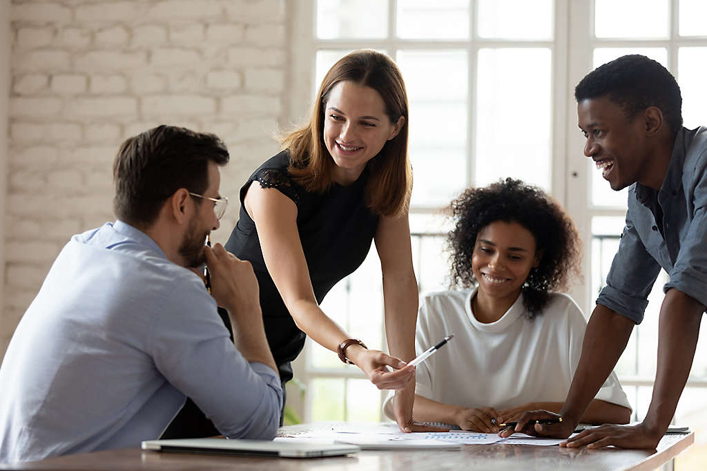 Team working at a table