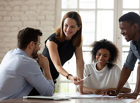 Employees working together