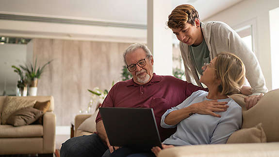 Elderly couple looking over their finances