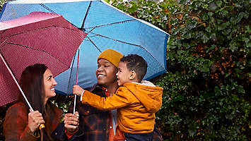 family under umbrella
