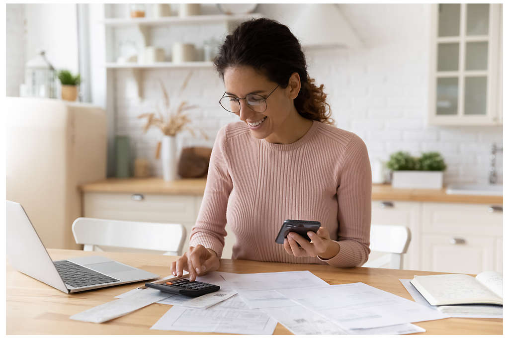 A woman going through her finances