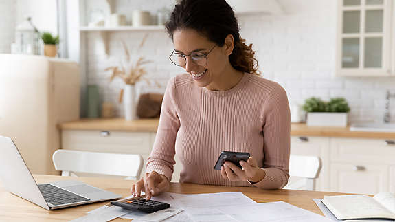 A woman going through her finances