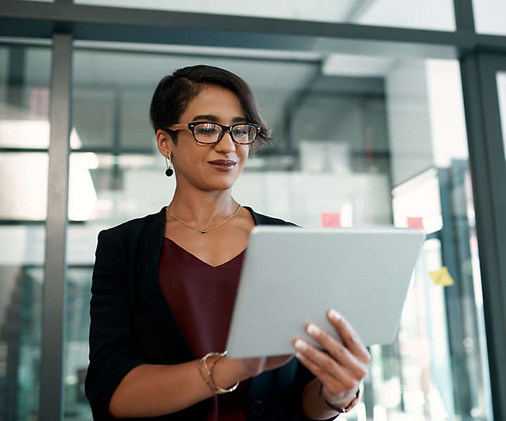 Woman working on Tablet