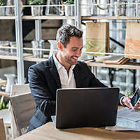 Man working on the computer