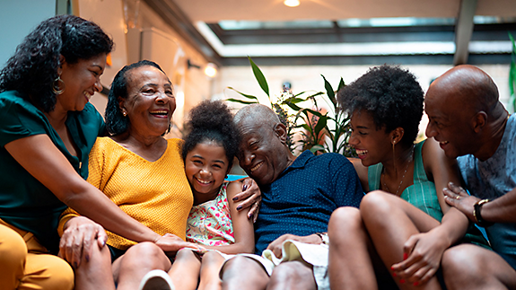 Family enjoying time together and laughing