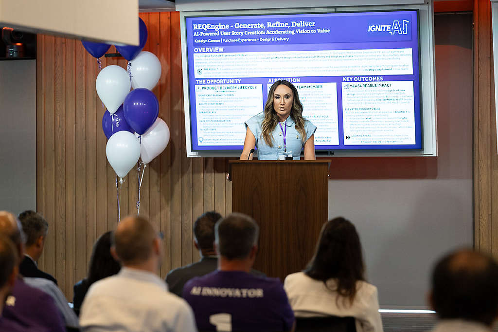 Katelyn Connor speaking at AI in Action Day