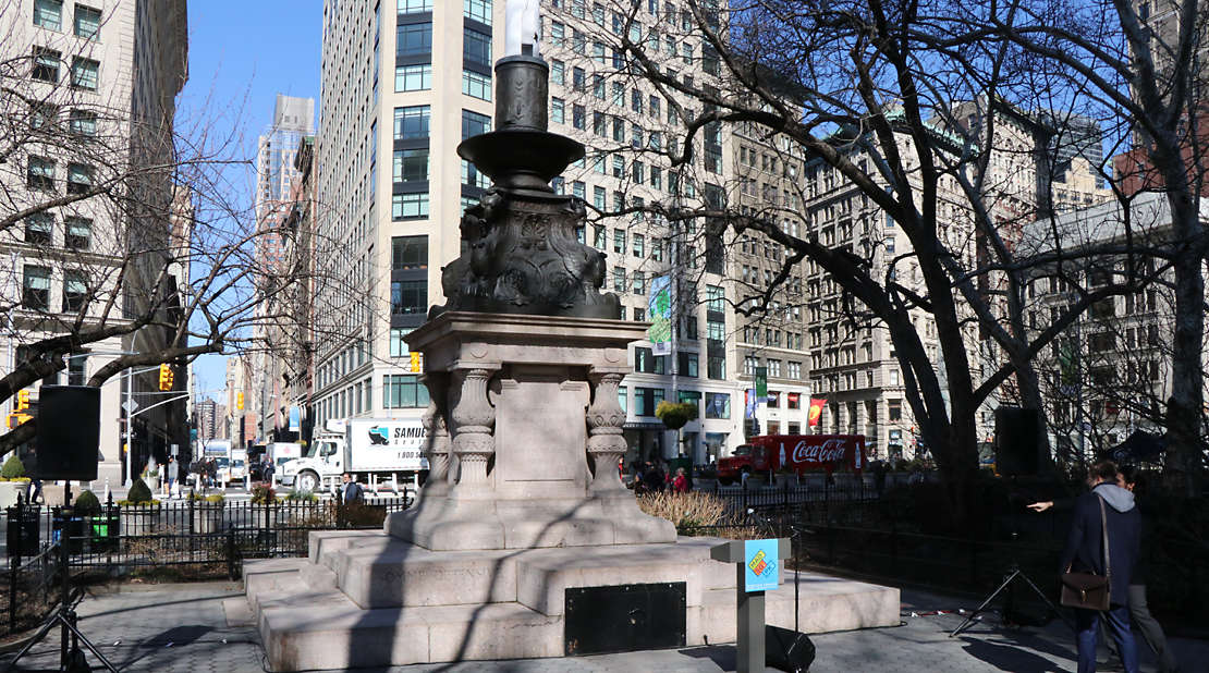 Celebrating opening of Armistice Day Monument in New York City’s Madison Square Park.