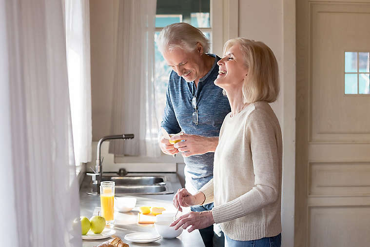 Man and women cooking