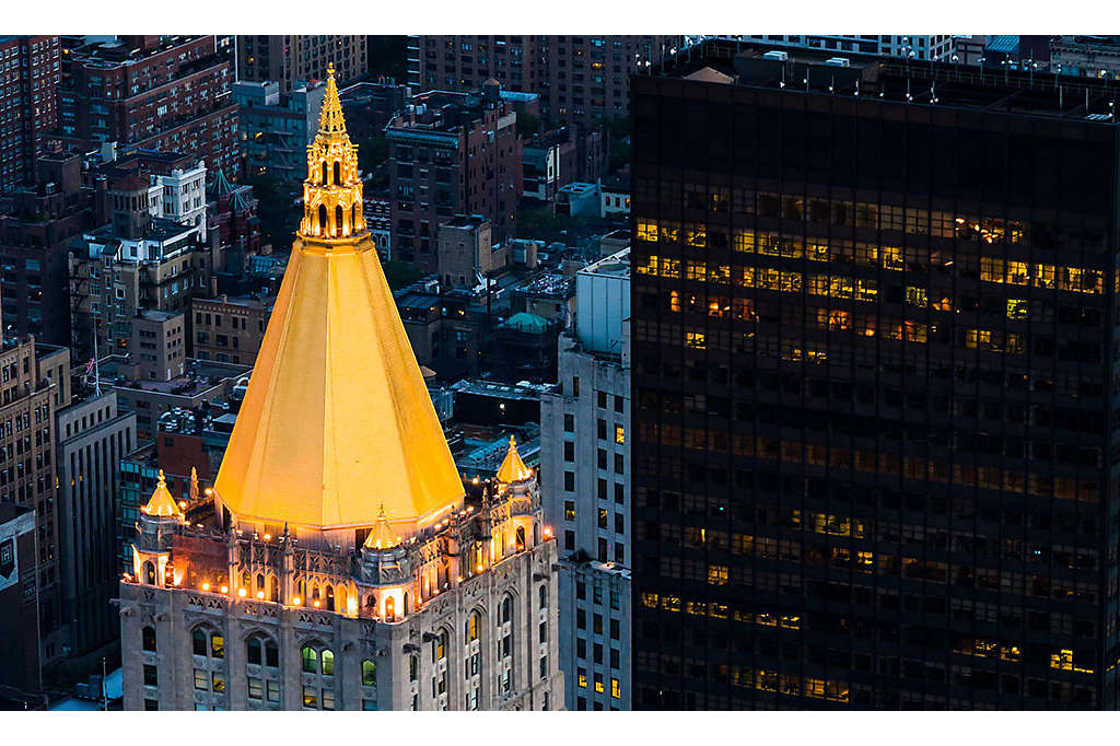 New York Life building at night