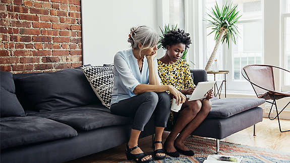 Two women on tablet