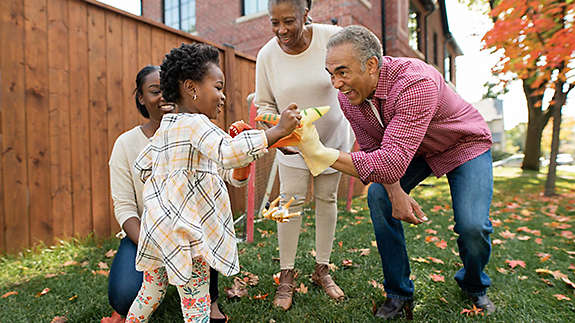 Young family with grandparents 