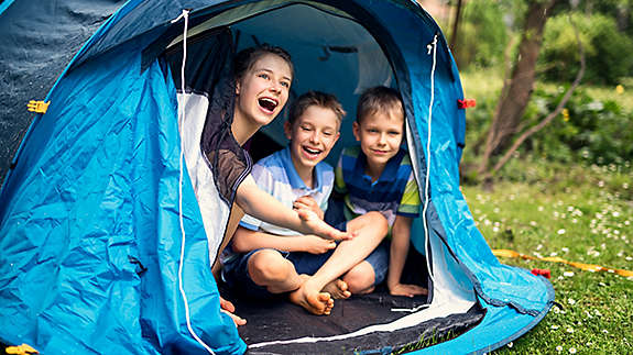 Children in a tent