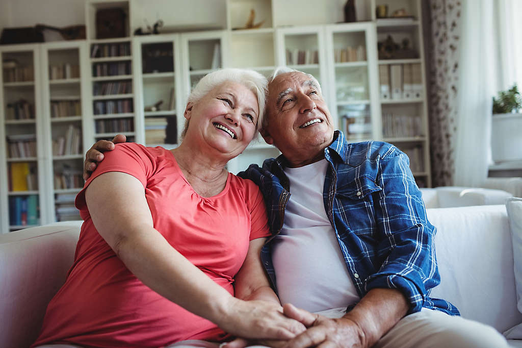  Mature couple sitting together 