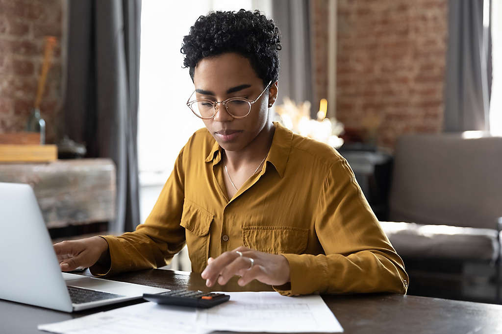 A woman going through her finances