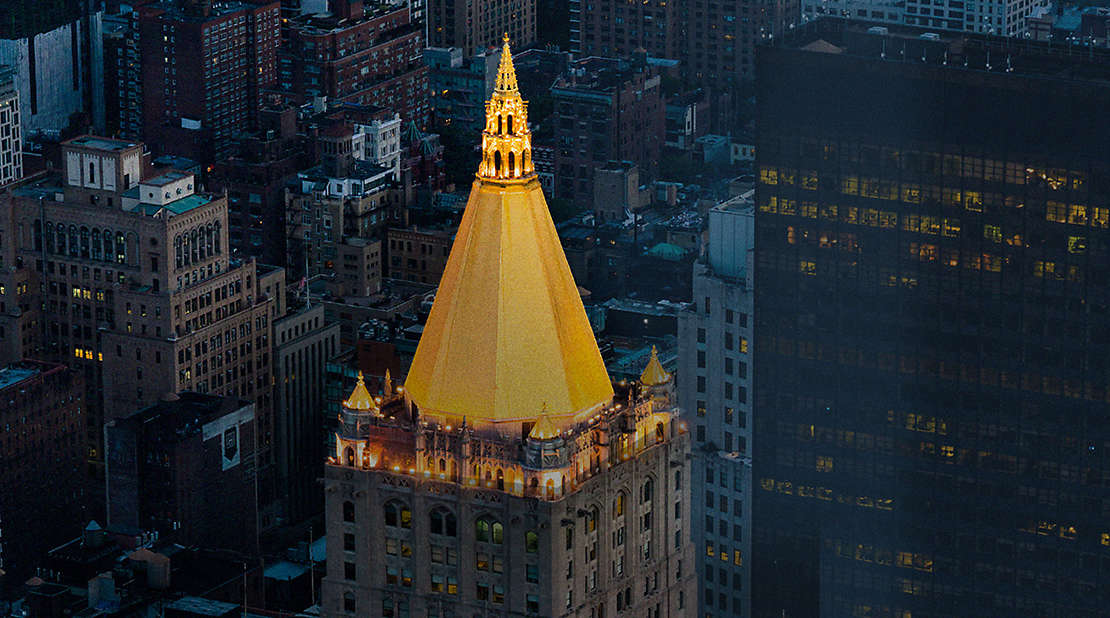 New York Life building in New York City with gold dome